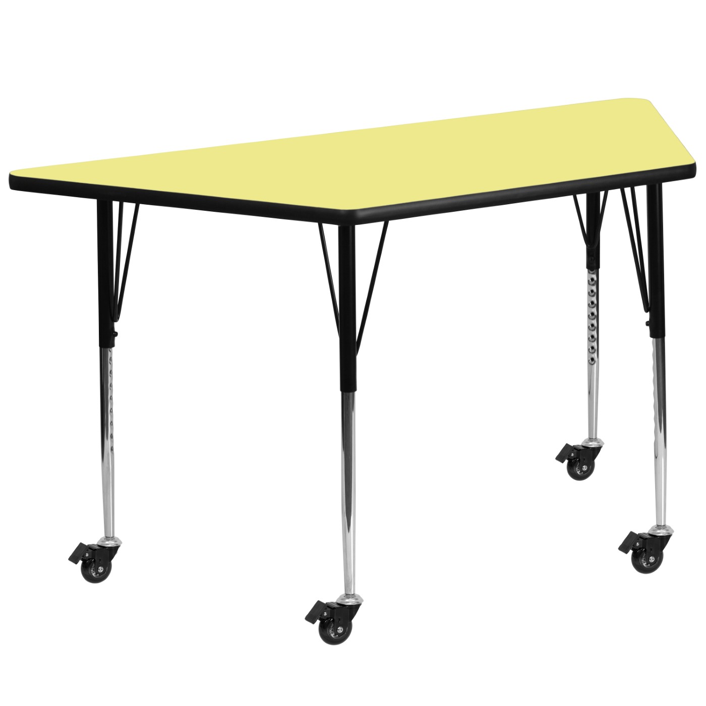 MOBILE 29''W X 57''L TRAPEZOID YELLOW THERMAL LAMINATE ACTIVITY TABLE - STANDARD HEIGHT ADJUSTABLE LEGS <font color=green>FREE SHIPPING!</font> MOBILE 29''W X 57''L TRAPEZOID YELLOW THERMAL LAMINATE ACTIVITY TABLE - STANDARD HEIGHT ADJUSTABLE LEGS <font color=green>FREE SHIPPING!</font>