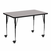 MOBILE 30''W X 48''L RECTANGULAR GREY HP LAMINATE ACTIVITY TABLE - STANDARD HEIGHT ADJUSTABLE LEGS <font color=green>FREE SHIPPING!</font>