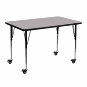MOBILE 30''W X 48''L RECTANGULAR GREY THERMAL LAMINATE ACTIVITY TABLE - STANDARD HEIGHT ADJUSTABLE LEGS <font color=green>FREE SHIPPING!</font>