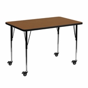 MOBILE 30''W X 48''L RECTANGULAR OAK HP LAMINATE ACTIVITY TABLE - STANDARD HEIGHT ADJUSTABLE LEGS <font color=green>FREE SHIPPING!</font>
