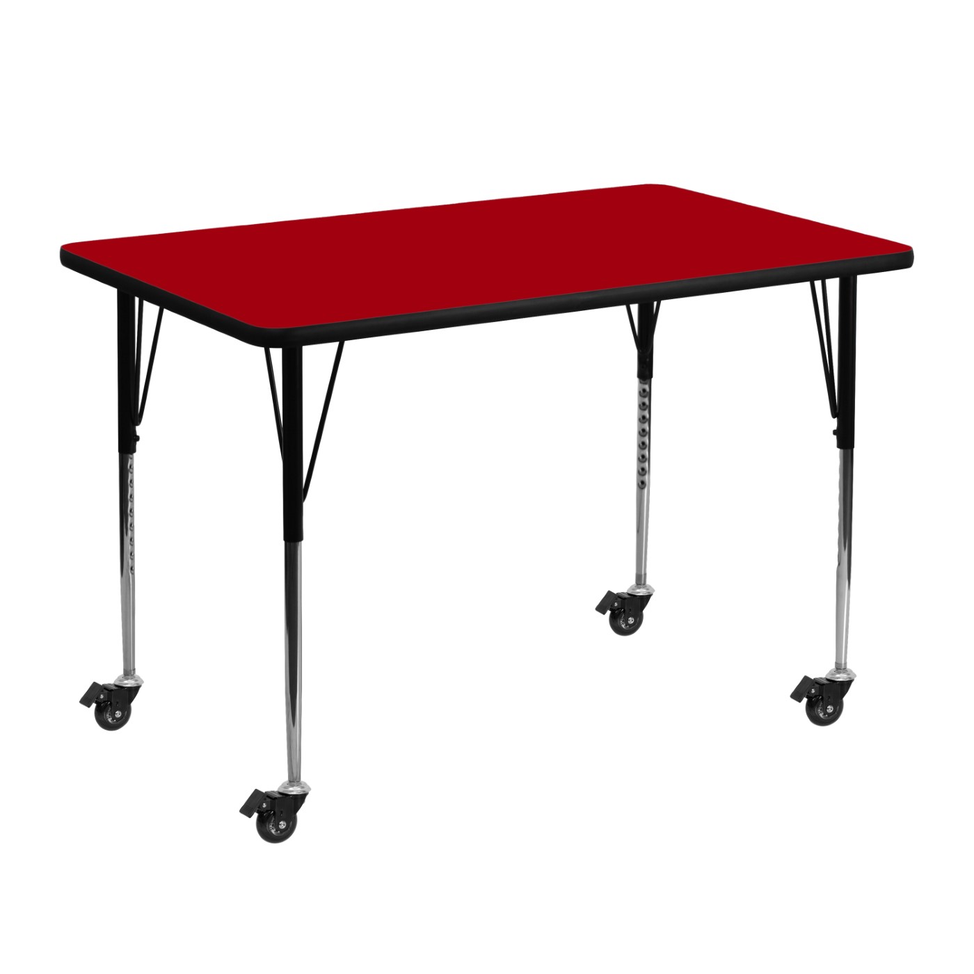 MOBILE 30''W X 48''L RECTANGULAR RED THERMAL LAMINATE ACTIVITY TABLE - STANDARD HEIGHT ADJUSTABLE LEGS <font color=green>FREE SHIPPING!</font> MOBILE 30''W X 48''L RECTANGULAR RED THERMAL LAMINATE ACTIVITY TABLE - STANDARD HEIGHT ADJUSTABLE LEGS <font color=green>FREE SHIPPING!</font>