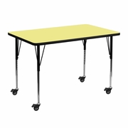 MOBILE 30''W X 48''L RECTANGULAR YELLOW THERMAL LAMINATE ACTIVITY TABLE - STANDARD HEIGHT ADJUSTABLE LEGS <font color=green>FREE SHIPPING!</font>