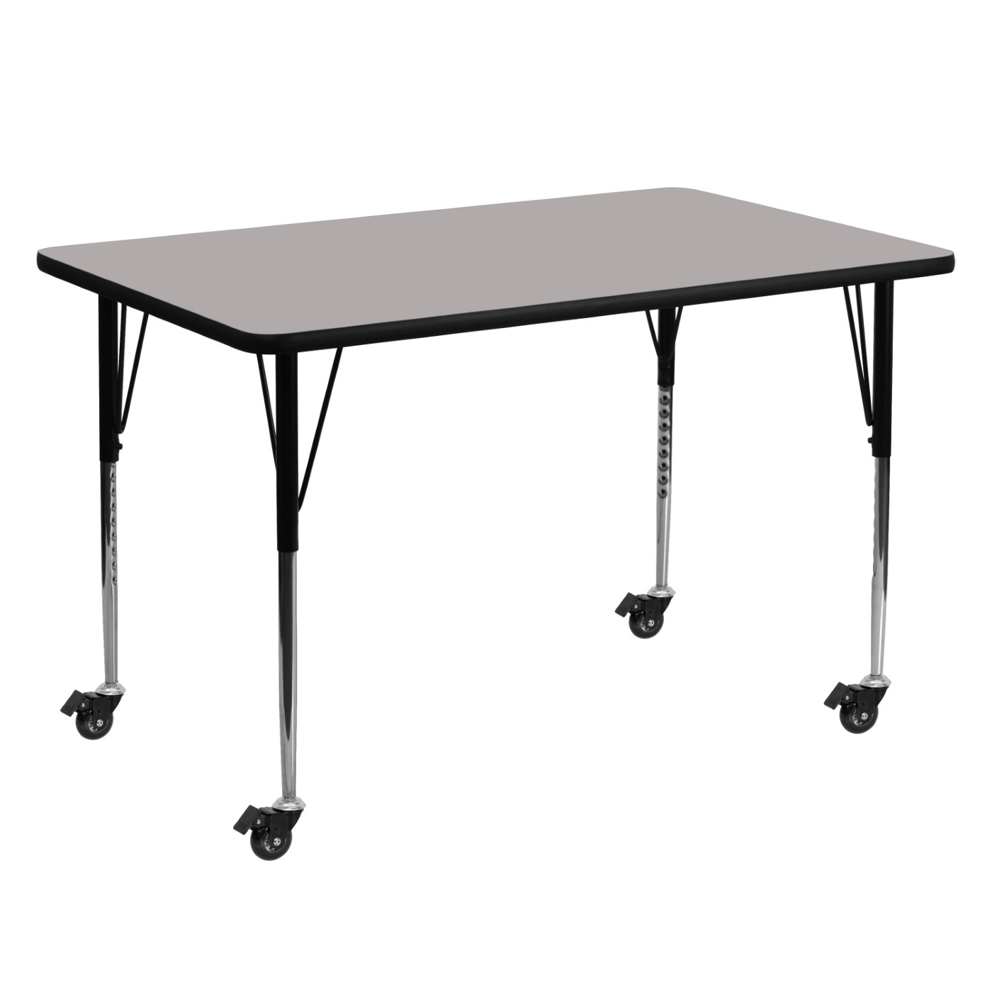 MOBILE 30''W X 60''L RECTANGULAR GREY HP LAMINATE ACTIVITY TABLE - STANDARD HEIGHT ADJUSTABLE LEGS <font color=green>FREE SHIPPING!</font> MOBILE 30''W X 60''L RECTANGULAR GREY HP LAMINATE ACTIVITY TABLE - STANDARD HEIGHT ADJUSTABLE LEGS <font color=green>FREE SHIPPING!</font>