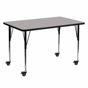 MOBILE 30''W X 60''L RECTANGULAR GREY HP LAMINATE ACTIVITY TABLE - STANDARD HEIGHT ADJUSTABLE LEGS <font color=green>FREE SHIPPING!</font>