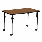 MOBILE 30''W X 60''L RECTANGULAR OAK HP LAMINATE ACTIVITY TABLE - STANDARD HEIGHT ADJUSTABLE LEGS <font color=green>FREE SHIPPING!</font>