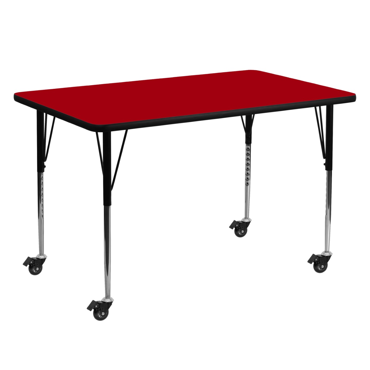 MOBILE 30''W X 60''L RECTANGULAR RED THERMAL LAMINATE ACTIVITY TABLE - STANDARD HEIGHT ADJUSTABLE LEGS <font color=green>FREE SHIPPING!</font> MOBILE 30''W X 60''L RECTANGULAR RED THERMAL LAMINATE ACTIVITY TABLE - STANDARD HEIGHT ADJUSTABLE LEGS <font color=green>FREE SHIPPING!</font>