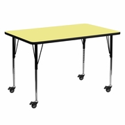 MOBILE 30''W X 60''L RECTANGULAR YELLOW THERMAL LAMINATE ACTIVITY TABLE - STANDARD HEIGHT ADJUSTABLE LEGS <font color=green>FREE SHIPPING!</font>