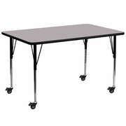 MOBILE 30''W X 72''L RECTANGULAR GREY THERMAL LAMINATE ACTIVITY TABLE - STANDARD HEIGHT ADJUSTABLE LEGS <font color=green>FREE SHIPPING!</font>