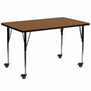 MOBILE 30''W X 72''L RECTANGULAR OAK HP LAMINATE ACTIVITY TABLE - STANDARD HEIGHT ADJUSTABLE LEGS <font color=green>FREE SHIPPING!</font>