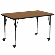 MOBILE 30''W X 72''L RECTANGULAR OAK THERMAL LAMINATE ACTIVITY TABLE - STANDARD HEIGHT ADJUSTABLE LEGS <font color=green>FREE SHIPPING!</font>