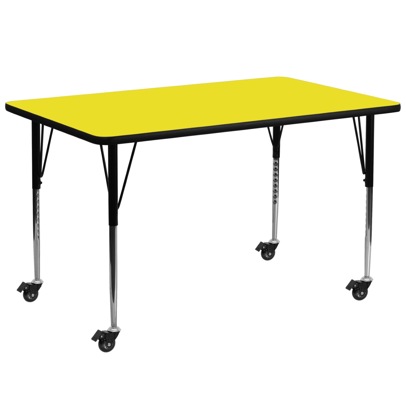 MOBILE 30''W X 72''L RECTANGULAR YELLOW HP LAMINATE ACTIVITY TABLE - STANDARD HEIGHT ADJUSTABLE LEGS <font color=green>FREE SHIPPING!</font> MOBILE 30''W X 72''L RECTANGULAR YELLOW HP LAMINATE ACTIVITY TABLE - STANDARD HEIGHT ADJUSTABLE LEGS <font color=green>FREE SHIPPING!</font>