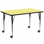 MOBILE 30''W X 72''L RECTANGULAR YELLOW THERMAL LAMINATE ACTIVITY TABLE - STANDARD HEIGHT ADJUSTABLE LEGS <font color=green>FREE SHIPPING!</font>