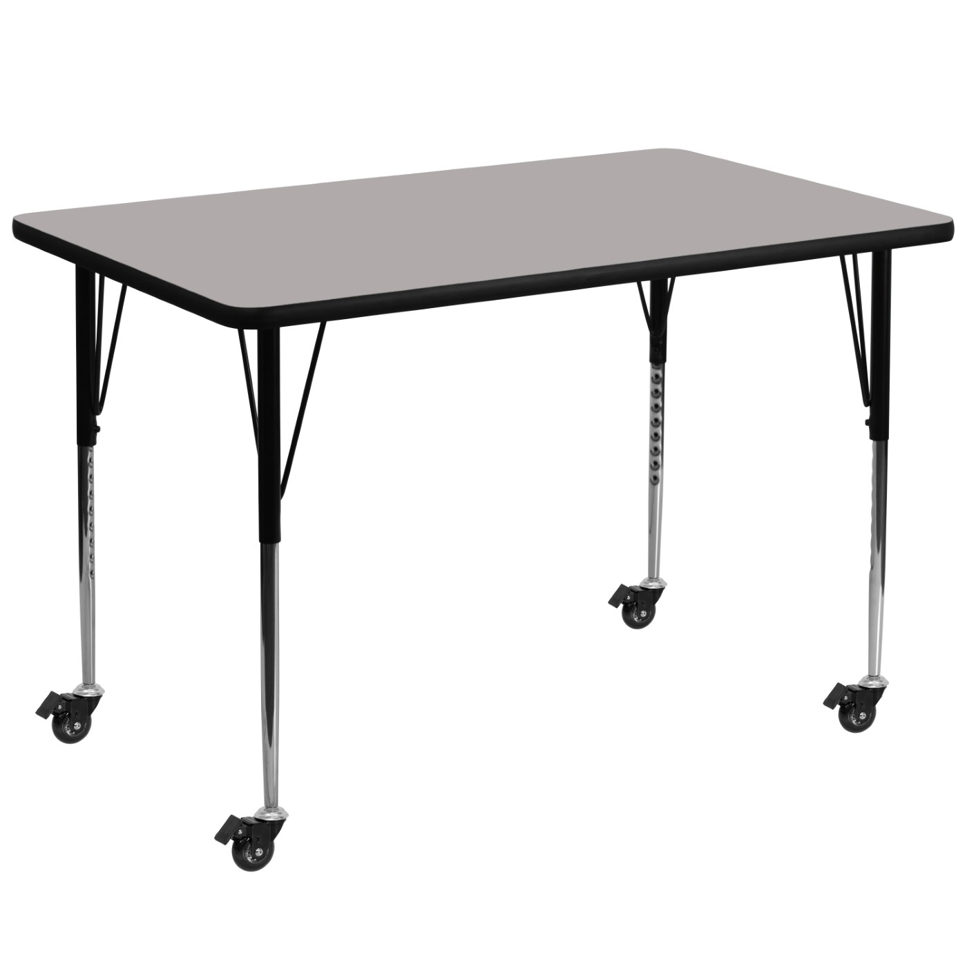 MOBILE 36''W X 72''L RECTANGULAR GREY HP LAMINATE ACTIVITY TABLE - STANDARD HEIGHT ADJUSTABLE LEGS <font color=green>FREE SHIPPING!</font> MOBILE 36''W X 72''L RECTANGULAR GREY HP LAMINATE ACTIVITY TABLE - STANDARD HEIGHT ADJUSTABLE LEGS <font color=green>FREE SHIPPING!</font>