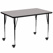 MOBILE 36''W X 72''L RECTANGULAR GREY HP LAMINATE ACTIVITY TABLE - STANDARD HEIGHT ADJUSTABLE LEGS <font color=green>FREE SHIPPING!</font>