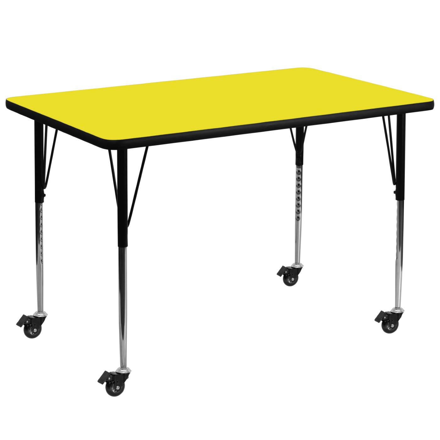 MOBILE 36''W X 72''L RECTANGULAR YELLOW HP LAMINATE ACTIVITY TABLE - STANDARD HEIGHT ADJUSTABLE LEGS <font color=green>FREE SHIPPING!</font> MOBILE 36''W X 72''L RECTANGULAR YELLOW HP LAMINATE ACTIVITY TABLE - STANDARD HEIGHT ADJUSTABLE LEGS <font color=green>FREE SHIPPING!</font>