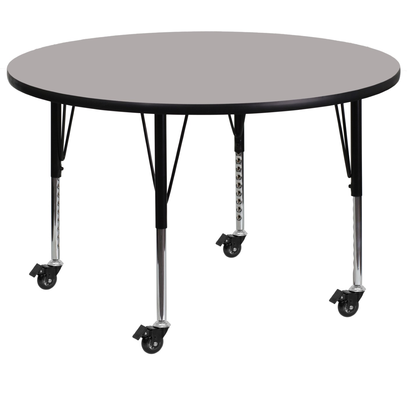 MOBILE 42'' ROUND GREY HP LAMINATE ACTIVITY TABLE - HEIGHT ADJUSTABLE SHORT LEGS <font color=green>FREE SHIPPING!</font> MOBILE 42'' ROUND GREY HP LAMINATE ACTIVITY TABLE - HEIGHT ADJUSTABLE SHORT LEGS <font color=green>FREE SHIPPING!</font>