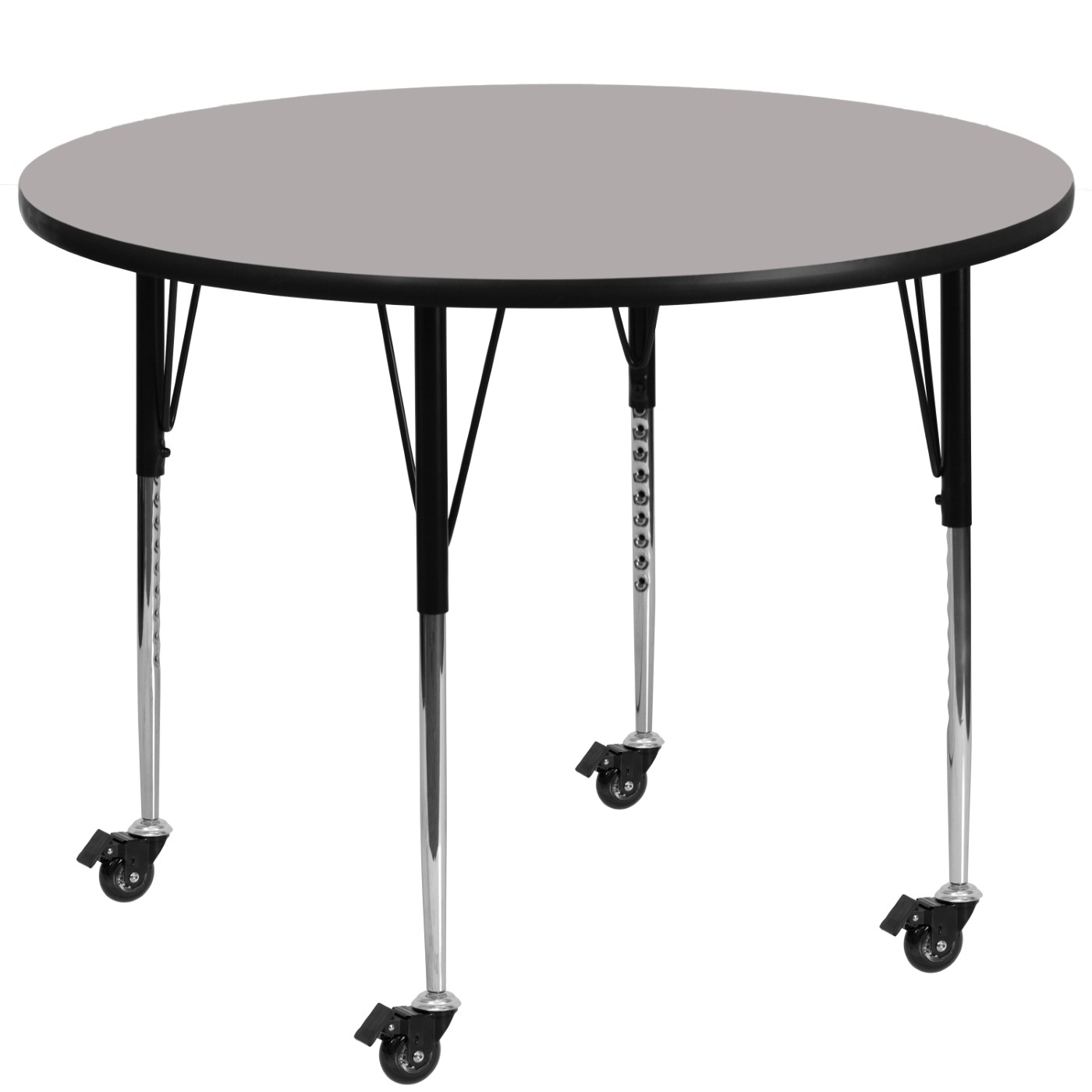 MOBILE 42'' ROUND GREY HP LAMINATE ACTIVITY TABLE - STANDARD HEIGHT ADJUSTABLE LEGS <font color=green>FREE SHIPPING!</font> MOBILE 42'' ROUND GREY HP LAMINATE ACTIVITY TABLE - STANDARD HEIGHT ADJUSTABLE LEGS <font color=green>FREE SHIPPING!</font>