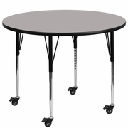 MOBILE 42'' ROUND GREY HP LAMINATE ACTIVITY TABLE - STANDARD HEIGHT ADJUSTABLE LEGS <font color=green>FREE SHIPPING!</font>