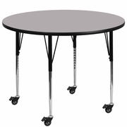 MOBILE 42'' ROUND GREY THERMAL LAMINATE ACTIVITY TABLE - STANDARD HEIGHT ADJUSTABLE LEGS <font color=green>FREE SHIPPING!</font>