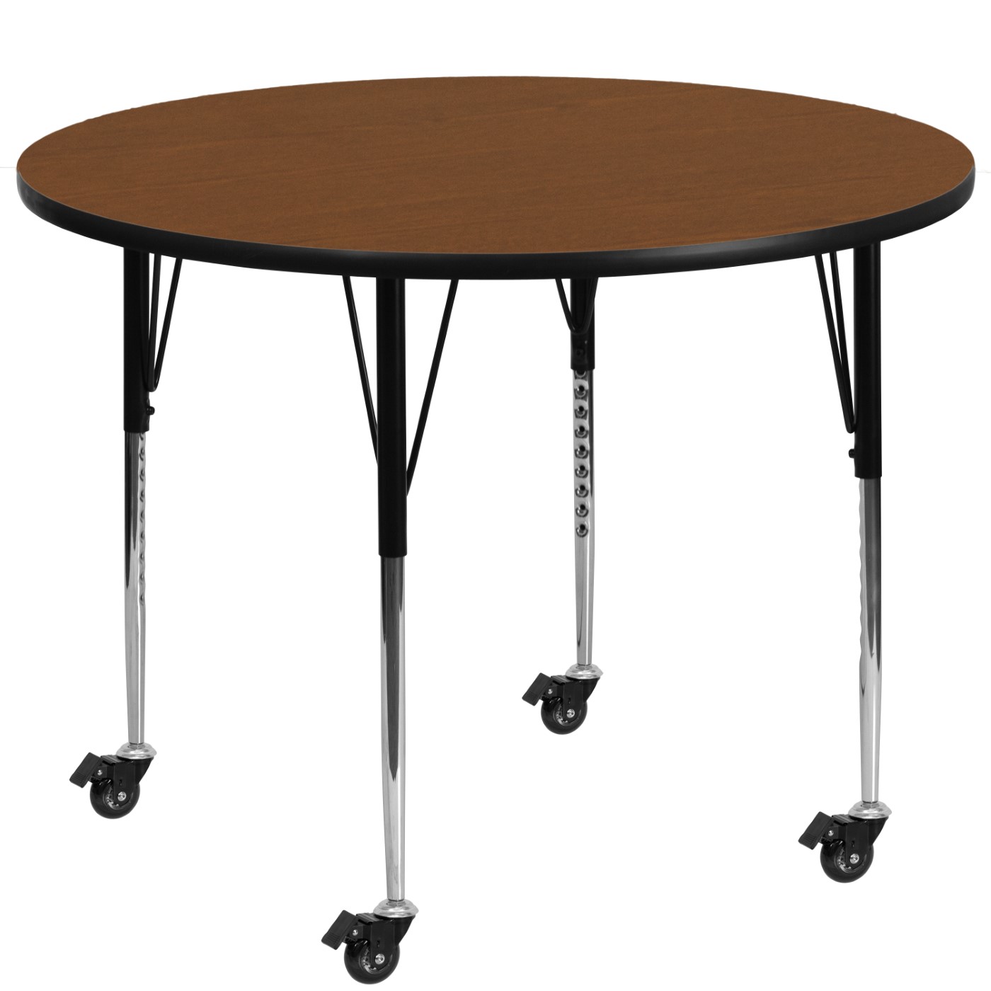 MOBILE 42'' ROUND OAK HP LAMINATE ACTIVITY TABLE - STANDARD HEIGHT ADJUSTABLE LEGS <font color=green>FREE SHIPPING!</font> MOBILE 42'' ROUND OAK HP LAMINATE ACTIVITY TABLE - STANDARD HEIGHT ADJUSTABLE LEGS <font color=green>FREE SHIPPING!</font>