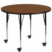 MOBILE 42'' ROUND OAK HP LAMINATE ACTIVITY TABLE - STANDARD HEIGHT ADJUSTABLE LEGS <font color=green>FREE SHIPPING!</font>