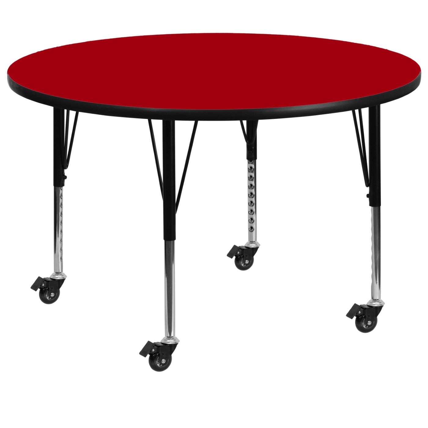 MOBILE 42'' ROUND RED THERMAL LAMINATE ACTIVITY TABLE - HEIGHT ADJUSTABLE SHORT LEGS <font color=green>FREE SHIPPING!</font> MOBILE 42'' ROUND RED THERMAL LAMINATE ACTIVITY TABLE - HEIGHT ADJUSTABLE SHORT LEGS <font color=green>FREE SHIPPING!</font>