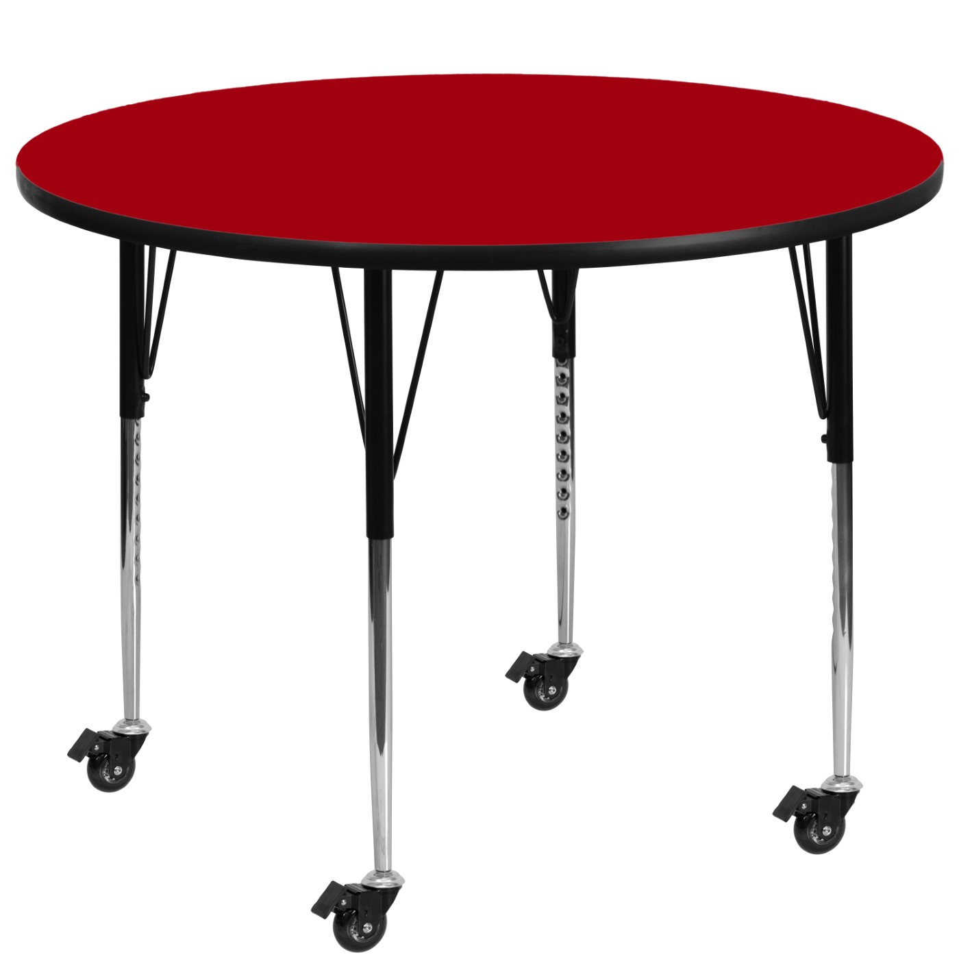 MOBILE 42'' ROUND RED THERMAL LAMINATE ACTIVITY TABLE - STANDARD HEIGHT ADJUSTABLE LEGS <font color=green>FREE SHIPPING!</font> MOBILE 42'' ROUND RED THERMAL LAMINATE ACTIVITY TABLE - STANDARD HEIGHT ADJUSTABLE LEGS <font color=green>FREE SHIPPING!</font>