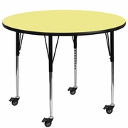 MOBILE 42'' ROUND YELLOW THERMAL LAMINATE ACTIVITY TABLE - STANDARD HEIGHT ADJUSTABLE LEGS <font color=green>FREE SHIPPING!</font>