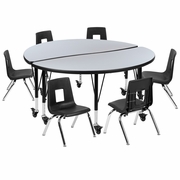 MOBILE 47.5" CIRCLE WAVE FLEXIBLE LAMINATE ACTIVITY TABLE SET WITH 12" STUDENT STACK CHAIRS, GREY/BLACK <font color=green>FREE SHIPPING!</font> MOBILE 47.5" CIRCLE WAVE FLEXIBLE LAMINATE ACTIVITY TABLE SET WITH 12" STUDENT STACK CHAIRS, GREY/BLACK <font color=green>FREE SHIPPING!</font>
