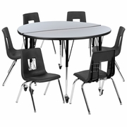 MOBILE 47.5" CIRCLE WAVE FLEXIBLE LAMINATE ACTIVITY TABLE SET WITH 18" STUDENT STACK CHAIRS, GREY/BLACK <font color=green>FREE SHIPPING!</font> MOBILE 47.5" CIRCLE WAVE FLEXIBLE LAMINATE ACTIVITY TABLE SET WITH 18" STUDENT STACK CHAIRS, GREY/BLACK <font color=green>FREE SHIPPING!</font>