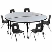 MOBILE 60" CIRCLE WAVE FLEXIBLE LAMINATE ACTIVITY TABLE SET WITH 12" STUDENT STACK CHAIRS, GREY/BLACK <font color=green>FREE SHIPPING!</font> MOBILE 60" CIRCLE WAVE FLEXIBLE LAMINATE ACTIVITY TABLE SET WITH 12" STUDENT STACK CHAIRS, GREY/BLACK <font color=green>FREE SHIPPING!</font>