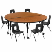 MOBILE 60" CIRCLE WAVE FLEXIBLE LAMINATE ACTIVITY TABLE SET WITH 12" STUDENT STACK CHAIRS, OAK/BLACK <font color=green>FREE SHIPPING!</font> MOBILE 60" CIRCLE WAVE FLEXIBLE LAMINATE ACTIVITY TABLE SET WITH 12" STUDENT STACK CHAIRS, OAK/BLACK <font color=green>FREE SHIPPING!</font>