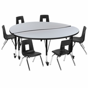 MOBILE 60" CIRCLE WAVE FLEXIBLE LAMINATE ACTIVITY TABLE SET WITH 14" STUDENT STACK CHAIRS, GREY/BLACK <font color=green>FREE SHIPPING!</font> MOBILE 60" CIRCLE WAVE FLEXIBLE LAMINATE ACTIVITY TABLE SET WITH 14" STUDENT STACK CHAIRS, GREY/BLACK <font color=green>FREE SHIPPING!</font>