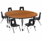 MOBILE 60" CIRCLE WAVE FLEXIBLE LAMINATE ACTIVITY TABLE SET WITH 14" STUDENT STACK CHAIRS, OAK/BLACK <font color=green>FREE SHIPPING!</font> MOBILE 60" CIRCLE WAVE FLEXIBLE LAMINATE ACTIVITY TABLE SET WITH 14" STUDENT STACK CHAIRS, OAK/BLACK <font color=green>FREE SHIPPING!</font>