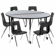 MOBILE 60" CIRCLE WAVE FLEXIBLE LAMINATE ACTIVITY TABLE SET WITH 16" STUDENT STACK CHAIRS, GREY/BLACK <font color=green>FREE SHIPPING!</font> MOBILE 60" CIRCLE WAVE FLEXIBLE LAMINATE ACTIVITY TABLE SET WITH 16" STUDENT STACK CHAIRS, GREY/BLACK <font color=green>FREE SHIPPING!</font>