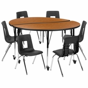 MOBILE 60" CIRCLE WAVE FLEXIBLE LAMINATE ACTIVITY TABLE SET WITH 16" STUDENT STACK CHAIRS, OAK/BLACK <font color=green>FREE SHIPPING!</font> MOBILE 60" CIRCLE WAVE FLEXIBLE LAMINATE ACTIVITY TABLE SET WITH 16" STUDENT STACK CHAIRS, OAK/BLACK <font color=green>FREE SHIPPING!</font>