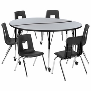 MOBILE 60" CIRCLE WAVE FLEXIBLE LAMINATE ACTIVITY TABLE SET WITH 18" STUDENT STACK CHAIRS, GREY/BLACK <font color=green>FREE SHIPPING!</font> MOBILE 60" CIRCLE WAVE FLEXIBLE LAMINATE ACTIVITY TABLE SET WITH 18" STUDENT STACK CHAIRS, GREY/BLACK <font color=green>FREE SHIPPING!</font>