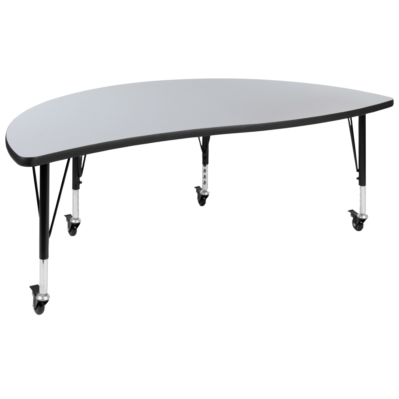 MOBILE 60" HALF CIRCLE WAVE FLEXIBLE COLLABORATIVE GREY THERMAL LAMINATE ACTIVITY TABLE - HEIGHT ADJUSTABLE SHORT LEGS <font color=green>FREE SHIPPING!</font> MOBILE 60" HALF CIRCLE WAVE FLEXIBLE COLLABORATIVE GREY THERMAL LAMINATE ACTIVITY TABLE - HEIGHT ADJUSTABLE SHORT LEGS <font color=green>FREE SHIPPING!</font>