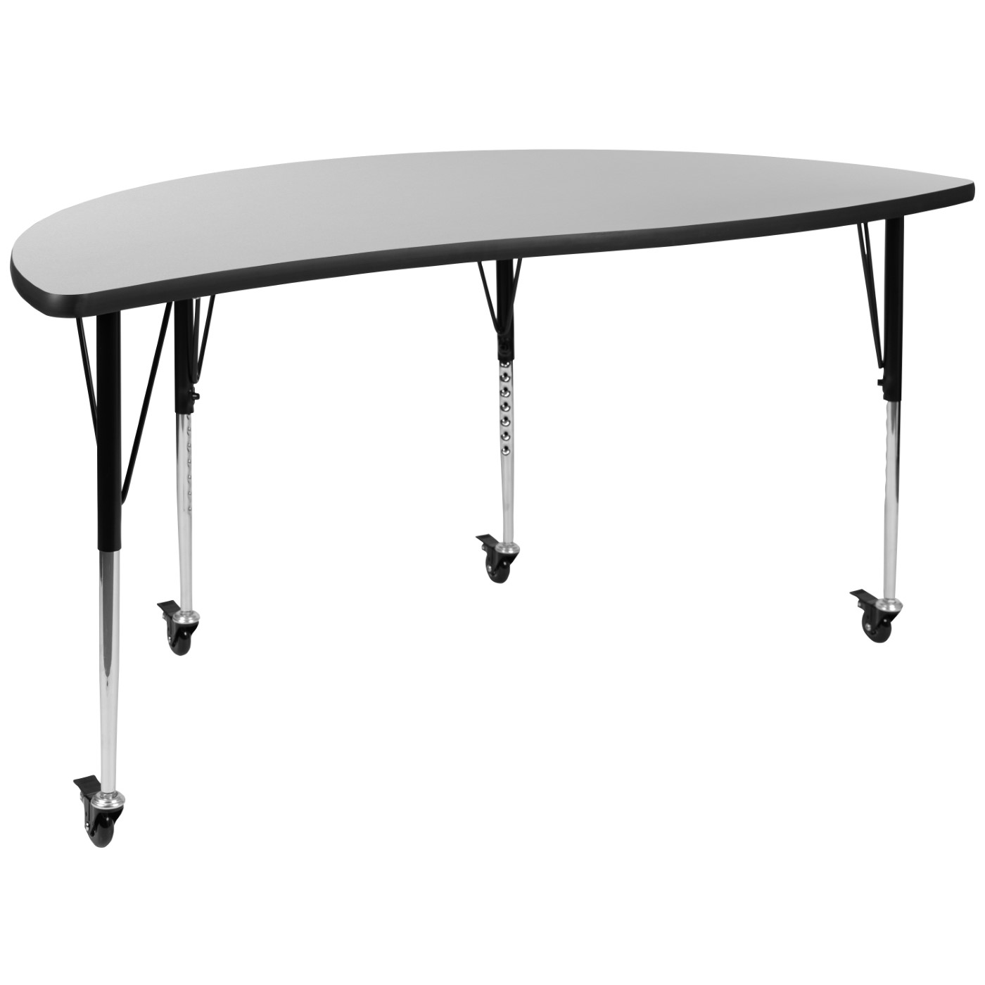 MOBILE 60" HALF CIRCLE WAVE FLEXIBLE COLLABORATIVE GREY THERMAL LAMINATE ACTIVITY TABLE - STANDARD HEIGHT ADJUSTABLE LEGS <font color=green>FREE SHIPPING!</font> MOBILE 60" HALF CIRCLE WAVE FLEXIBLE COLLABORATIVE GREY THERMAL LAMINATE ACTIVITY TABLE - STANDARD HEIGHT ADJUSTABLE LEGS <font color=green>FREE SHIPPING!</font>