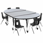 MOBILE 76" OVAL WAVE FLEXIBLE LAMINATE ACTIVITY TABLE SET WITH 12" STUDENT STACK CHAIRS, GREY/BLACK <font color=green>FREE SHIPPING!</font> MOBILE 76" OVAL WAVE FLEXIBLE LAMINATE ACTIVITY TABLE SET WITH 12" STUDENT STACK CHAIRS, GREY/BLACK <font color=green>FREE SHIPPING!</font>