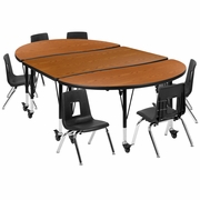 MOBILE 76" OVAL WAVE FLEXIBLE LAMINATE ACTIVITY TABLE SET WITH 14" STUDENT STACK CHAIRS, OAK/BLACK <font color=green>FREE SHIPPING!</font> MOBILE 76" OVAL WAVE FLEXIBLE LAMINATE ACTIVITY TABLE SET WITH 14" STUDENT STACK CHAIRS, OAK/BLACK <font color=green>FREE SHIPPING!</font>