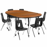 MOBILE 76" OVAL WAVE FLEXIBLE LAMINATE ACTIVITY TABLE SET WITH 16" STUDENT STACK CHAIRS, OAK/BLACK <font color=green>FREE SHIPPING!</font> MOBILE 76" OVAL WAVE FLEXIBLE LAMINATE ACTIVITY TABLE SET WITH 16" STUDENT STACK CHAIRS, OAK/BLACK <font color=green>FREE SHIPPING!</font>
