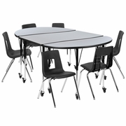 MOBILE 76" OVAL WAVE FLEXIBLE LAMINATE ACTIVITY TABLE SET WITH 18" STUDENT STACK CHAIRS, GREY/BLACK <font color=green>FREE SHIPPING!</font> MOBILE 76" OVAL WAVE FLEXIBLE LAMINATE ACTIVITY TABLE SET WITH 18" STUDENT STACK CHAIRS, GREY/BLACK <font color=green>FREE SHIPPING!</font>