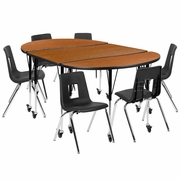 MOBILE 76" OVAL WAVE FLEXIBLE LAMINATE ACTIVITY TABLE SET WITH 18" STUDENT STACK CHAIRS, OAK/BLACK <font color=green>FREE SHIPPING!</font> MOBILE 76" OVAL WAVE FLEXIBLE LAMINATE ACTIVITY TABLE SET WITH 18" STUDENT STACK CHAIRS, OAK/BLACK <font color=green>FREE SHIPPING!</font>