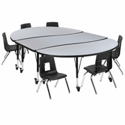 MOBILE 86" OVAL WAVE FLEXIBLE LAMINATE ACTIVITY TABLE SET WITH 12" STUDENT STACK CHAIRS, GREY/BLACK <font color=green>FREE SHIPPING!</font> MOBILE 86" OVAL WAVE FLEXIBLE LAMINATE ACTIVITY TABLE SET WITH 12" STUDENT STACK CHAIRS, GREY/BLACK <font color=green>FREE SHIPPING!</font>