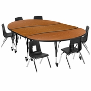 MOBILE 86" OVAL WAVE FLEXIBLE LAMINATE ACTIVITY TABLE SET WITH 12" STUDENT STACK CHAIRS, OAK/BLACK <font color=green>FREE SHIPPING!</font> MOBILE 86" OVAL WAVE FLEXIBLE LAMINATE ACTIVITY TABLE SET WITH 12" STUDENT STACK CHAIRS, OAK/BLACK <font color=green>FREE SHIPPING!</font>