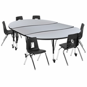 MOBILE 86" OVAL WAVE FLEXIBLE LAMINATE ACTIVITY TABLE SET WITH 14" STUDENT STACK CHAIRS, GREY/BLACK <font color=green>FREE SHIPPING!</font> MOBILE 86" OVAL WAVE FLEXIBLE LAMINATE ACTIVITY TABLE SET WITH 14" STUDENT STACK CHAIRS, GREY/BLACK <font color=green>FREE SHIPPING!</font>
