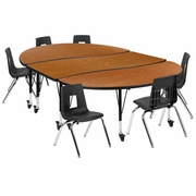 MOBILE 86" OVAL WAVE FLEXIBLE LAMINATE ACTIVITY TABLE SET WITH 14" STUDENT STACK CHAIRS, OAK/BLACK <font color=green>FREE SHIPPING!</font> MOBILE 86" OVAL WAVE FLEXIBLE LAMINATE ACTIVITY TABLE SET WITH 14" STUDENT STACK CHAIRS, OAK/BLACK <font color=green>FREE SHIPPING!</font>