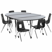 MOBILE 86" OVAL WAVE FLEXIBLE LAMINATE ACTIVITY TABLE SET WITH 16" STUDENT STACK CHAIRS, GREY/BLACK <font color=green>FREE SHIPPING!</font> MOBILE 86" OVAL WAVE FLEXIBLE LAMINATE ACTIVITY TABLE SET WITH 16" STUDENT STACK CHAIRS, GREY/BLACK <font color=green>FREE SHIPPING!</font>