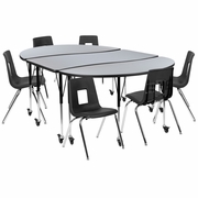 MOBILE 86" OVAL WAVE FLEXIBLE LAMINATE ACTIVITY TABLE SET WITH 18" STUDENT STACK CHAIRS, GREY/BLACK <font color=green>FREE SHIPPING!</font> MOBILE 86" OVAL WAVE FLEXIBLE LAMINATE ACTIVITY TABLE SET WITH 18" STUDENT STACK CHAIRS, GREY/BLACK <font color=green>FREE SHIPPING!</font>